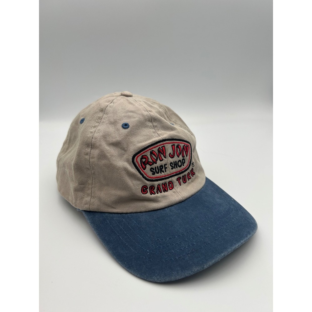 Ron Jon Surf Shop Grand Turk Hat Tan Blue Adjustable Baseball Cap Souvenir